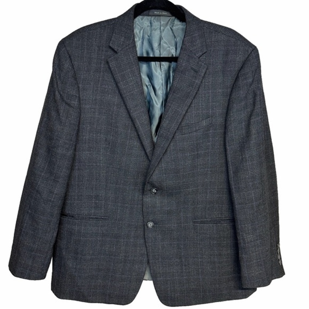 Men's Calvin Klein Gray Plaid Wool Extreme Slim Fit Sport Suit Coat Blazer 46S